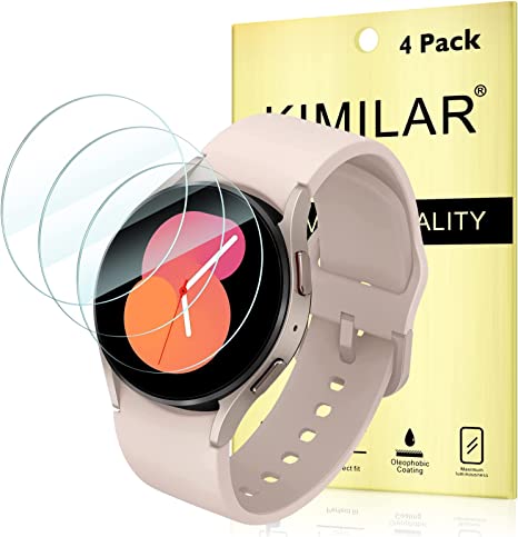 KIMILAR 4 Pack Screen Protector compatible with Samsung Galaxy Watch 5 / Galaxy Watch 4 40mm, Tempered Glass Screen Protector Cover for Galaxy Watch 4/5 40mm, HD Clear 9H Hardness Scratch Resistant