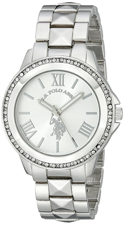 U.S. Polo Assn. Women's USC40081 Rhinestone-Accented Silver-Tone Watch