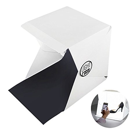COWEEN Table Top Shooting Tent Portable LED Lights Folding Mini Photo Studio White Black Background