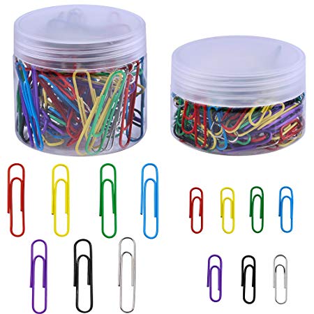 Supla 2 Box 7 Colors Paper Clips Assorted Sizes Paperclips Colored Medium Large Smooth Office Accessories