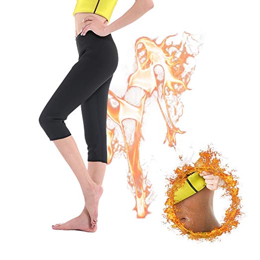 Women Neoprene Sauna Pants, Thermo Capris Weight Loss Pants for Exercise Workout Fat Burning, BS009