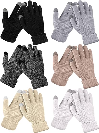 SATINIOR 6 Pair Women Winter Touch Screen Gloves Warm Fleece Lined Knit Gloves for Women Girl