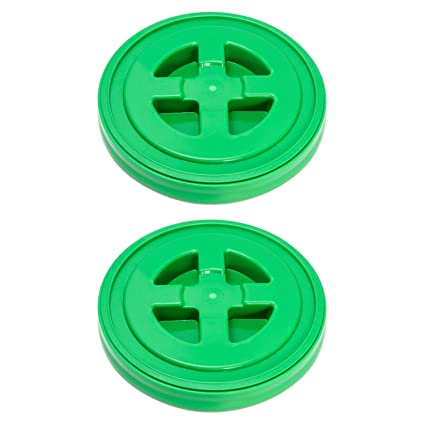 QWORK 2 Pack 5 Gallon Gamma Seal Lid, Plastic Bucket Lids, Green