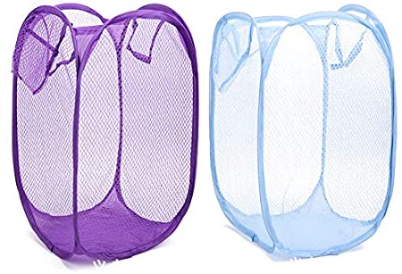 GiWuh Foldable Mesh Pop-up Laundry Hamper, Collapsible Laundry Basket with Portable, Durable Handles for Storage, Easy to Open and Clothes Hampers for Home, College Dorm or Travel
