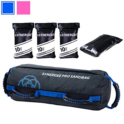 Synergee Pro Adjustable Fitness Sandbag with Filler Bags 10-40lbs Heavy Duty Weight Bag
