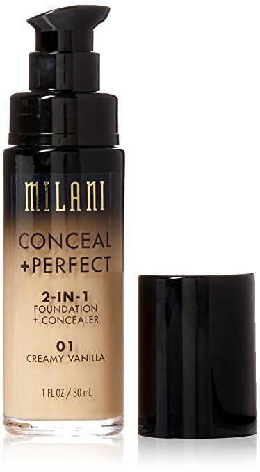 Milani Conceal   Perfect 2-in-1 Foundation Concealer, Vanilla, 1.0 Fluid Ounce