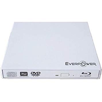 Brand New Everpower Slim USB 2.0 External Blu-Ray BURNER / CD/DVD-RW Burner Drive - White