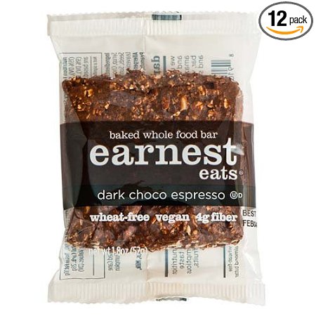 Earnest Eats 100% All-Natural Wheat-Free & Vegan Chewy Baked Energy Bars with Whole Nuts, Fruits, Seeds and Grains - Double Choco Espresso , 1.8 Oz. Bars,(Pack of 12)