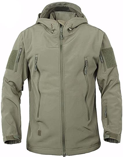 TACVASEN Military Waterproof Men's Softshell Jacket Fleece Lining Camouflage Outdoor Coat