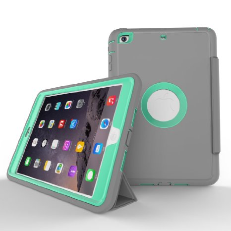 GOGOING Defender Full Body Protective Smart Cover Case for iPad Mini 1/2/3, Gray-Green