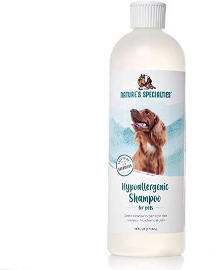 Nature's Specialties Hypoallergenic Shampoo for Pets - with Jojoba Oil & Aloe Vera - Gentle Clean for Sensitive Skin - Made in USA - 16oz