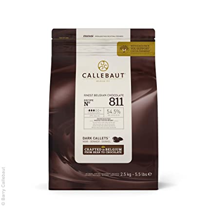 Callebaut Recipe No. 811 Finest Belgian Dark Chocolate With 54.5% Cacao, 5.51 Pound