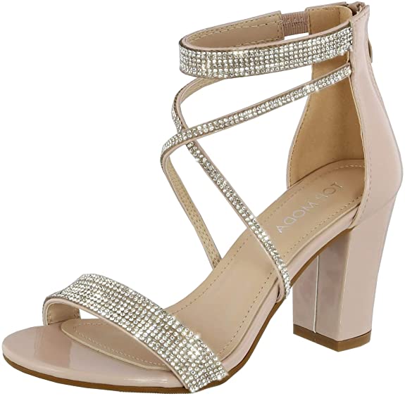 Women's Formal Rhinestone High Heel Sandal Ankle Strap