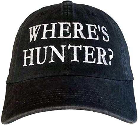 Where's Hunter Hat ~ Distressed Black Cap ~ Trump 2020 (Wheres Hunter- Distressed Black/White)