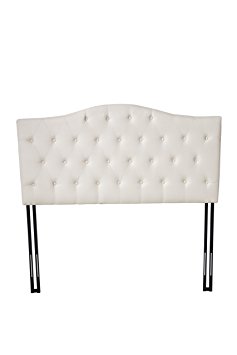 Divano Roma Furniture Classic Deluxe Cushioned Fabric Headboard for Bed - Modern Padded Design in Ivory - King Size