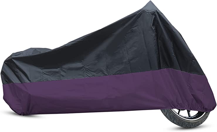 uxcell Motorcycle Cover Waterproof Outdoor Motorbike Rain Cover for Harley Road King Electra Glide Street Glide Tourings 190T XXXL Black Purple