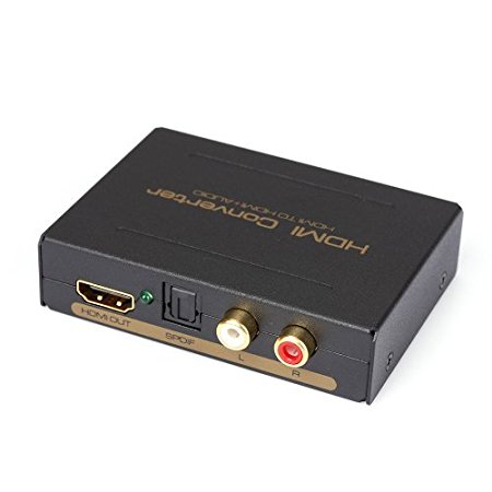 HDMI Audio Extractor Splitter HDMI to HDMI   SPDIF RCA Stereo L/R Audio Output Digital to Analog Audio De-embedder Sound Converter (HDMI in to HDMI With Audio Out)