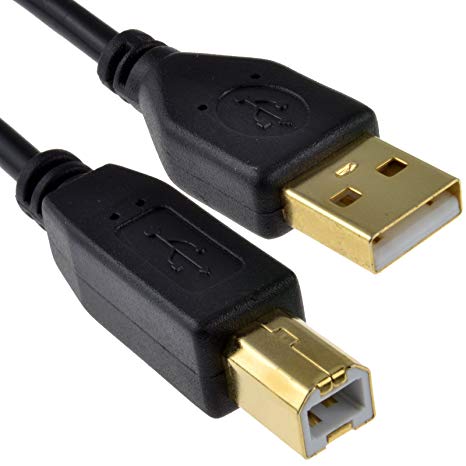 kenable GOLD USB 2.0 High Speed Cable Printer Lead A to B BLACK 2m