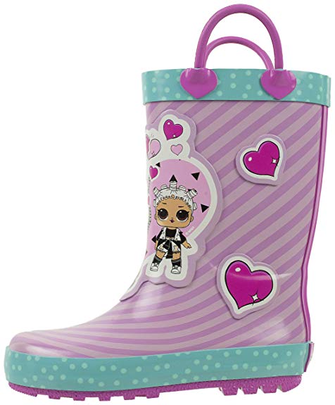 L.O.L Surprise! Girls Rainboots, Fancy and Fresh, 100% Rubber, Waterproof with Easy-on Handles, Ages 2 to 10