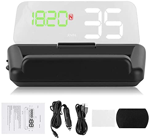Head Up Display (HUD),Universal 3.6in HD Auto Headup Display GPS HUD Monitor Multifunctional Projector T900 with Speed,Digital Clock,Overspeed Warning,Mileage Measurement,Water Temperature,Direction,f