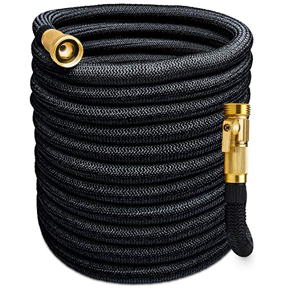 Morvat Expandable Garden Hose | Retractable Hose, Coil Hose, Collapsible Hose | Premium Super Strength Fabric 5500D | All Brass Connection with Built-In Quick Shut-Off Valve for Extra Convenience, 25F