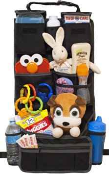 BackSeat Car Organizer for Baby, Kids and Adults - 13 Extra Large pockets - Neutral Colors