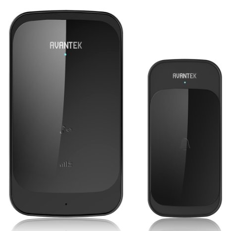 Wireless Doorbell, AVANTEK DT41 Digital Door Bell Kit, 36 Chimes, 1000ft / 300m Range, 1 Touch Button & 1 Plug-in Receiver, Black