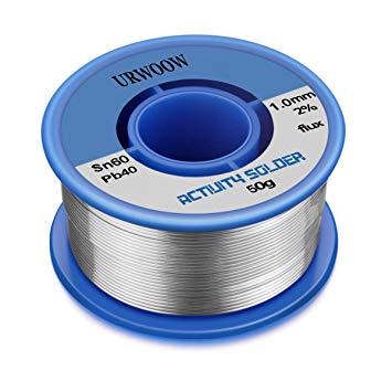 URWOOW Solder Wire Tin Lead Rosin Core Flux Iron Welding Tool 60/40 0.039" Diameter 1.75oz Roll Packed For Electrical and Electronics DIY Work (1.0mm 50g)