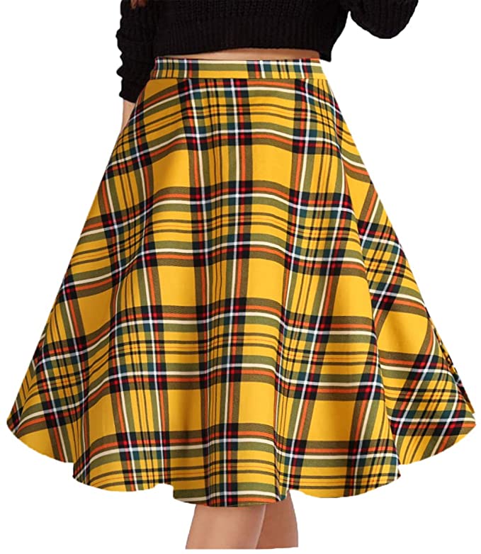 Musever Women's Pleated Skirts Print Casual Midi Skirt