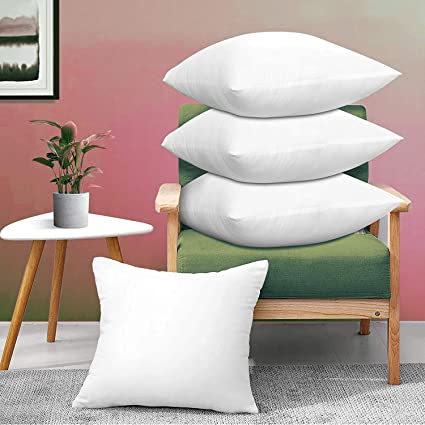 Adam Home Hollow Fiber Cushion Inserts Inner Cushions Pads Soft & Fluffy Square Cushion Inserts White Filling Bed Pillow Cushion Pads 30 x 45 cm approx. | Pack of 2 12" x 18"