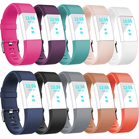 Maledan Replacement Accessories Bands for Fitbit Charge 2, Available in 10 Colors
