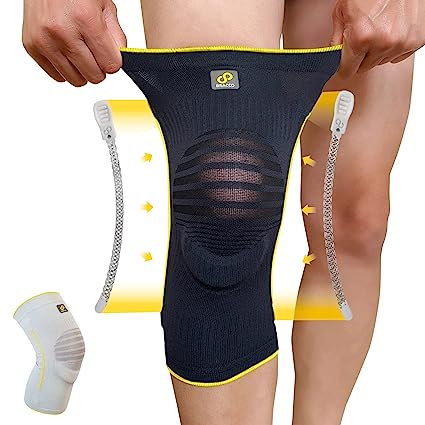 Bracoo Knee Airy Sleeve​, Breathable & Stabilizer with ​Ergo Cushion Pad, Knee Compression Sleeve for Men Women - Arthritis Pain, Injury Recovery, Running, Workout, KE60 (Black, X-Large)