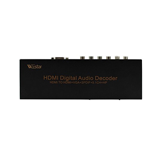 Wiistar 1080P HDMI Digital Audio Decoder HDMI to HDMI   VGA   SPDIF 5.1CH HP Converter Digital Decorder for Dvd Blue-ray Dvd Ps3 X360box Hd Player Pc