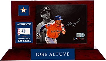 Jose Altuve Autographed Desktop Display with a Piece of Game-Used Baseball - Autographed MLB Desktop Displays