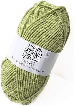 Superwash 100% Merino Wool Yarn for Knitting and Crocheting, 3 or Light, DK, Leight Worsted Weight, Drops Merino Extra Fine, 1.8 oz 115 Yards per Ball (18 Green)