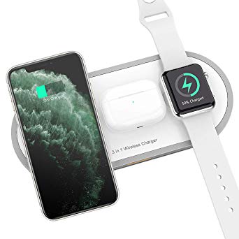 KKUYI Wireless Charger, 3 in 1 Wireless Charging Pad for AirPods Pro iPhone and Apple Watch, Wireless Charging Station for iPhone 11/11 Pro Max/XR/XS Max/8  iWatch 5 4 3 Airpods 2 Samsung