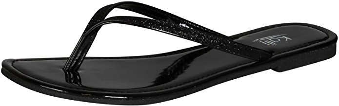 Kali Footwear Women's Focus Glitter Flip Flops, Black,10