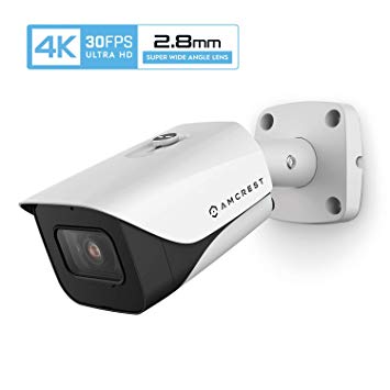 Amcrest 4K POE Camera 30fps UltraHD 8MP Outdoor Bullet PoE IP Camera, 164ft Night Vision, 2.8mm Wide Angle Lens, 111° Viewing Angle, IP67 Weatherproof, 4K (3840x2160) @30fps, White (IP8M-2597EW-28MM)