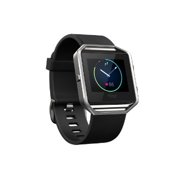 Fitbit Blaze Fitness Watch, Silver Large, Black