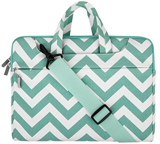 Mosiso Chevron Style Fabric Laptop Sleeve Case Cover Bag with Shoulder Strap for 14-15.6 Inch MacBook Pro 2016, MacBook Pro, Notebook Computer, Hot Blue