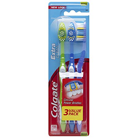 Colgate Extra Clean Full Head Toothbrush, Medium - 3 Count