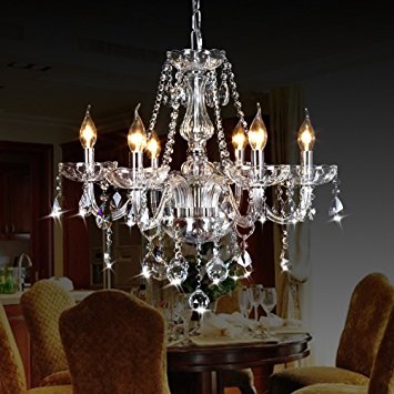 Ella Fashion Classic Vintage Crystal Candle Chandeliers Lighting 6 Lights Pendant Ceiling Fixture Lamp for Elegant Decoration D23.6" X L47.2"