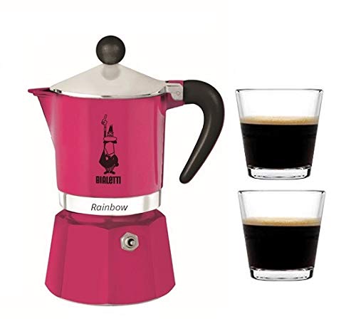 Bialetti Moka Express Stovetop Percolator (3 Cup, Rainbow Fuchsia)