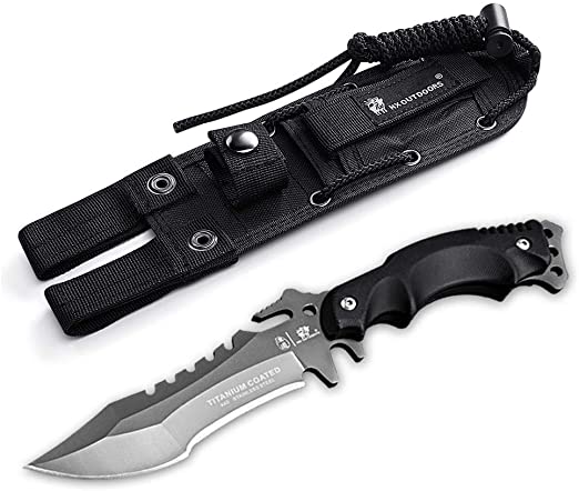 HX outdoors - Fixed Blade Tactical Knives with Sheath,Tanto Blade Outdoor Survival Knife,Special Forces Tactical Knife,Ergonomics G10 Anti-skidding Handle
