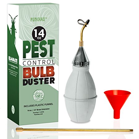 Pest Control Duster with 12" Brass Extension - Bug Duster Evenly Dispenses Pesticide to Kill Bugs & Pests