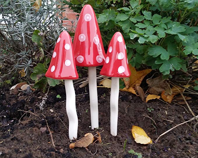 Ceramic Fairy Toadstools Garden Tinkling Mushrooms Garden Ornaments PS5081