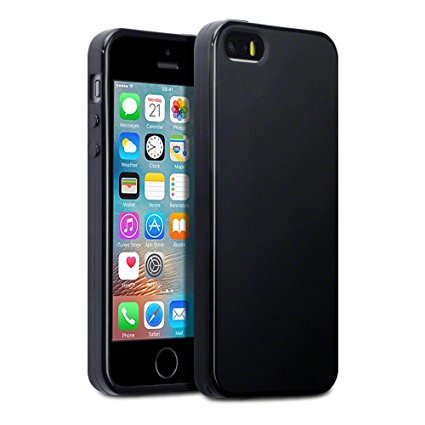 iPhone SE Cover, Terrapin iPhone SE Case - TPU Gel - Slim Design - Durable Shock Absorbing - Back Protector - Solid Black Matte Finish