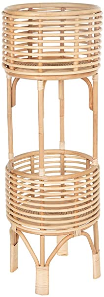 KOUBOO Rattan Indoor Two-Tier Plant Stand, Natural Planter, Large, Brown