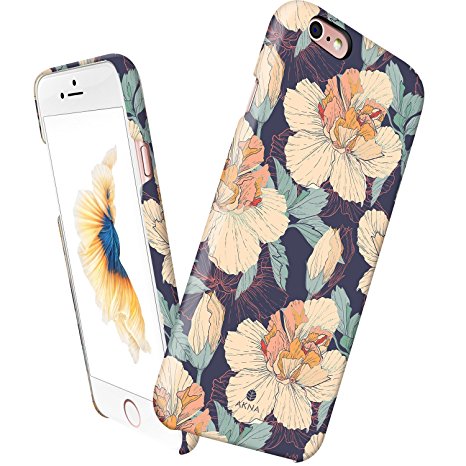 iPhone 6s Plus case floral, Akna® Vintage Obsession Series High Impact Slim Hard Case with Soft Fabric Interior for iPhone 6s Plus [Retail Packing]*[Vintage Hibiscus Floral](U.S)