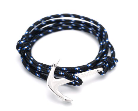 VIRGINSTONE Silver Anchor Bracelets on Colorful Nylon Ropes